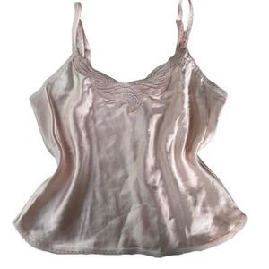 vintage baby pink lace tank top